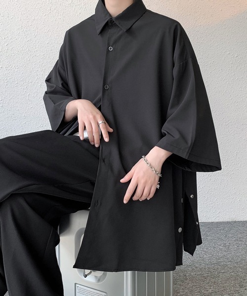 【21AW】アパルトモン ラミーハーフスリーブシャツ ブラック 21AW】アパルトモン ラミーハーフスリーブシャツ ブラック