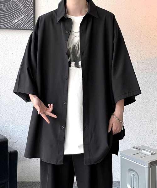 Lig. ハーフスリーブシャツ　ブラック FVLMEN（フルメン）の「【FVLMEN】side button halfsleeve shirt
