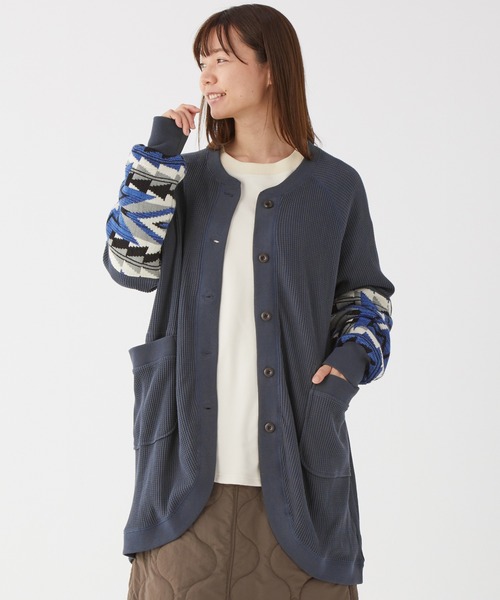 KRIFF MAYER Lady's Collection(クリフメイヤーレディースコレクション)の「ニットサーマルカーデ(カーディガン/ボレロ・レディース・ネイビー/カラフル/オフホワイト/グレー/チャコール・LARGE/MEDIUM)」の4枚目の写真