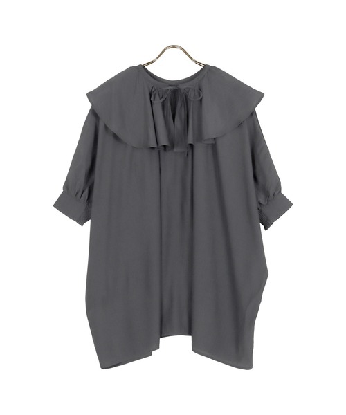 KOBE LETTUCE（コウベレタス）の「ビッグカラーゆったりチュニックブラウス（シャツ/ブラウス・レディース・オフホワイト/ライラック/ブラック系・FREE）」の6枚目の写真