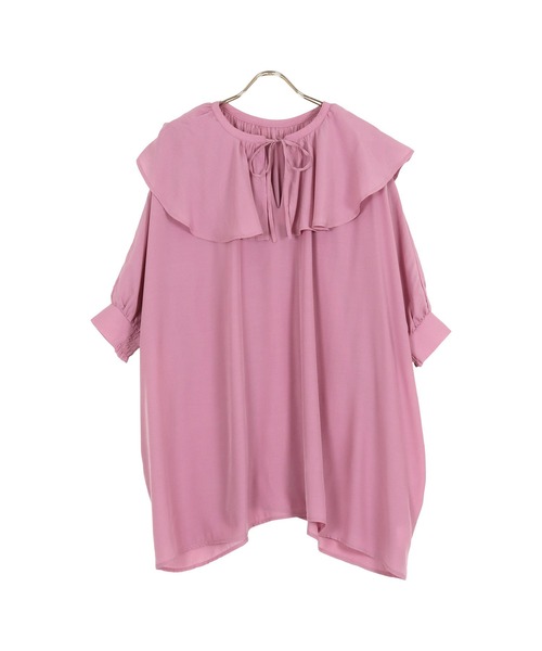 KOBE LETTUCE（コウベレタス）の「ビッグカラーゆったりチュニックブラウス（シャツ/ブラウス・レディース・オフホワイト/ライラック/ブラック系・FREE）」の7枚目の写真