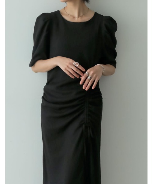 [低身長/高身長サイズ有]カットジャガードドロストワンピース