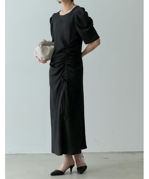 [低身長/高身長サイズ有]カットジャガードドロストワンピース