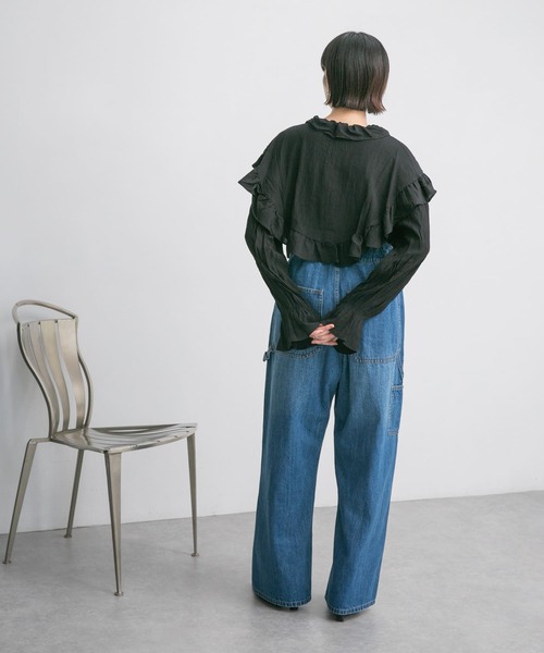 KBF(ケイビーエフ)の「フリルディティールブラウス(シャツ/ブラウス・レディース・ブラック/ベージュ/オフホワイト・ONE)」の11枚目の写真