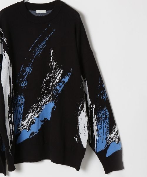 LOWRYS FARM（ローリーズファーム）の「ペイントジャガードニット　345124（ニット/セーター・メンズ・ブラウン/ブラック・FREE）」の7枚目の写真