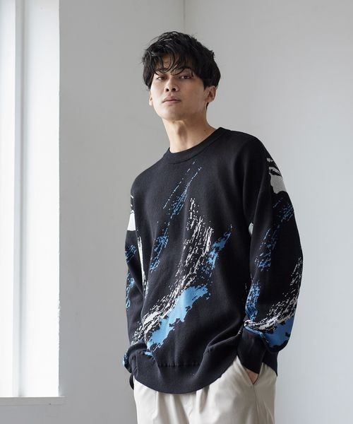 LOWRYS FARM（ローリーズファーム）の「ペイントジャガードニット　345124（ニット/セーター・メンズ・ブラウン/ブラック・FREE）」の16枚目の写真