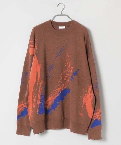 LOWRYS FARM（ローリーズファーム）の「ペイントジャガードニット　345124（ニット/セーター・メンズ・ブラウン/ブラック・FREE）」の13枚目の写真