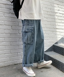 -ARCADE Limited Line-　ワイド デニムカーゴ デニムパンツ ビンテージウォッシュ