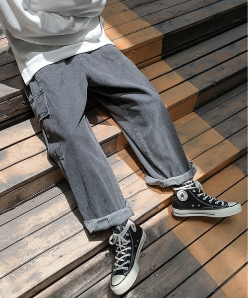 ARCADE（アーケード）の「-ARCADE Limited Line-　ワイド デニムカーゴ デニムパンツ ビンテージウォッシュ（デニムパンツ・メンズ・ライトインディゴブルー/ブラック/ライトブラック・M/L/XXL/XL）」の17枚目の写真