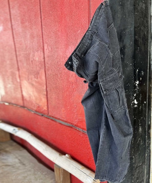 ARCADE（アーケード）の「-ARCADE Limited Line-　ワイド デニムカーゴ デニムパンツ ビンテージウォッシュ（デニムパンツ・メンズ・ライトインディゴブルー/ブラック/ライトブラック・M/L/XXL/XL）」の7枚目の写真