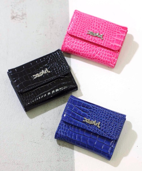 X-girl（エックスガール）の「FAUX CROC MINI WALLET（財布・レディース・ネイビー/ピンク/ブラック・ONE SIZE）」の4枚目の写真