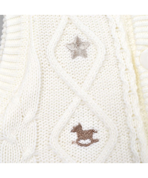 SLAP SLIP BABY（スラップスリップベビー）の「SLAPSLIPBABY/ケーブル編み星木馬刺繍裏ボアニットベストベビー(70~80cm)（ベスト・キッズ・グレー/オフホワイト・ONESIZE）」の13枚目の写真