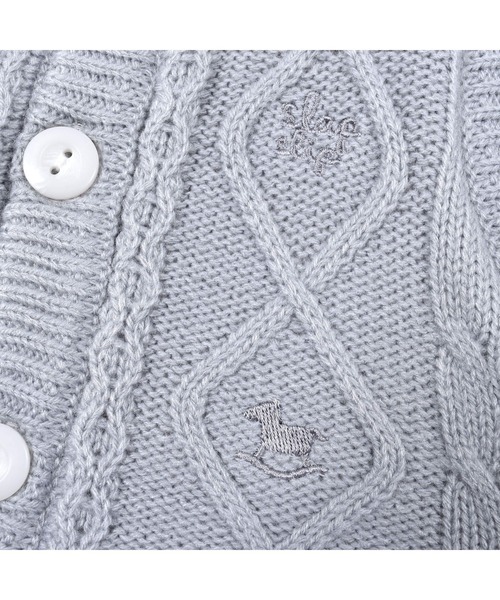 SLAP SLIP BABY（スラップスリップベビー）の「SLAPSLIPBABY/ケーブル編み星木馬刺繍裏ボアニットベストベビー(70~80cm)（ベスト・キッズ・グレー/オフホワイト・ONESIZE）」の10枚目の写真