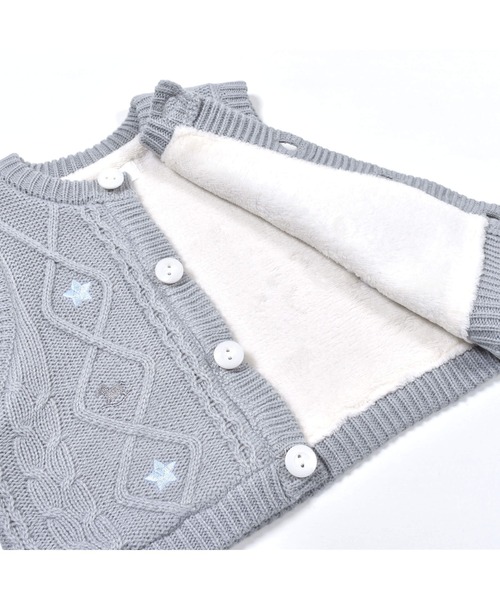 SLAP SLIP BABY（スラップスリップベビー）の「SLAPSLIPBABY/ケーブル編み星木馬刺繍裏ボアニットベストベビー(70~80cm)（ベスト・キッズ・グレー/オフホワイト・ONESIZE）」の12枚目の写真