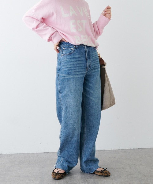 PUAL CE CIN（ピュアルセシン）の「【Du noir】ユーズドライクデニムパンツ（デニムパンツ・レディース・ブラック/インディゴブルー・M）」の2枚目の写真