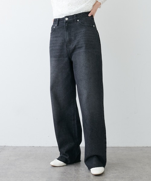 PUAL CE CIN（ピュアルセシン）の「【Du noir】ユーズドライクデニムパンツ（デニムパンツ・レディース・ブラック/インディゴブルー・M）」の3枚目の写真