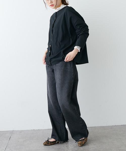 PUAL CE CIN（ピュアルセシン）の「【Du noir】ユーズドライクデニムパンツ（デニムパンツ・レディース・ブラック/インディゴブルー・M）」の5枚目の写真