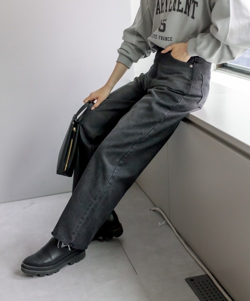 PUAL CE CIN（ピュアルセシン）の「【Du noir】ユーズドライクデニムパンツ（デニムパンツ・レディース・ブラック/インディゴブルー・M）」の13枚目の写真