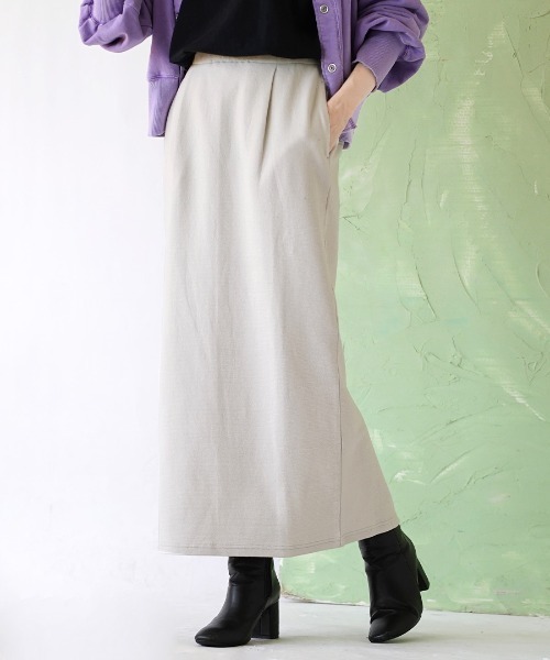 zootie（ズーティー）の「ふっくらカットソー ペンシルスカート（スカート・レディース・スモークピンク/ライム/ベージュ/ライトグレー/ブラック/グリーン/アイボリー/ホワイト/グレイッシュブルー/モカ/ラベンダー/オレンジ/ネイビー/ワインレッド/イエロー系その他/ブラウン系その他・M/L）」の5枚目の写真