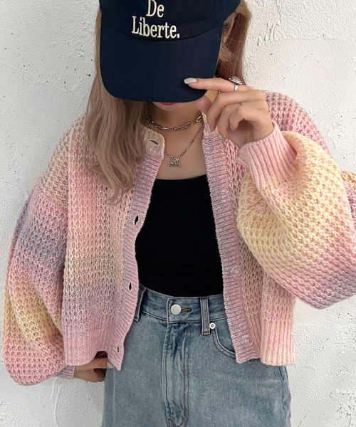apres jour mignon(アプレジュールミニョン)の「ぽこぽこグラデーションカーディガン【ZOZOTOWN限定アイテム】(カーディガン/ボレロ・レディース・ピンク/ブルー/パープル・X-LARGE/フリー)」の18枚目の写真
