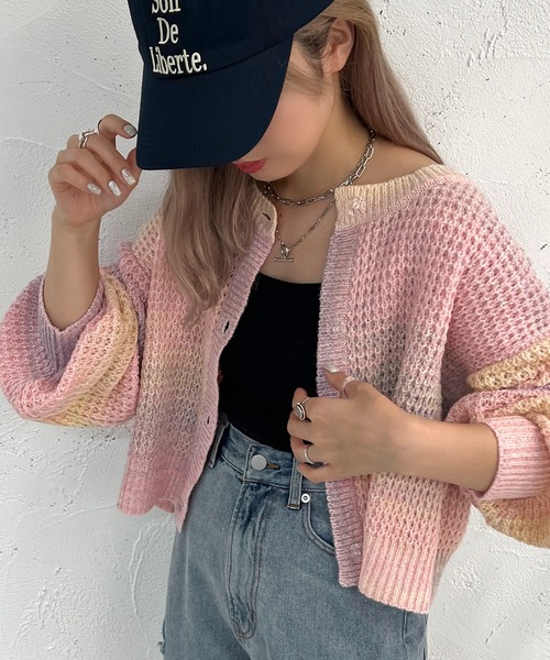 apres jour mignon(アプレジュールミニョン)の「ぽこぽこグラデーションカーディガン【ZOZOTOWN限定アイテム】(カーディガン/ボレロ・レディース・ピンク/ブルー/パープル・X-LARGE/フリー)」の19枚目の写真