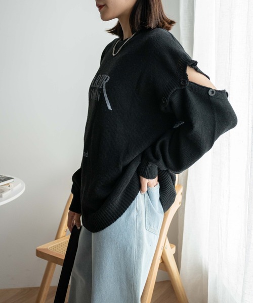 WEGO(ウィゴー)の「WEGO/【一部店限定】マルチデザインロゴニット(ニット/セーター・レディース・アイボリー/グレー/ブラック・FREE)」の19枚目の写真