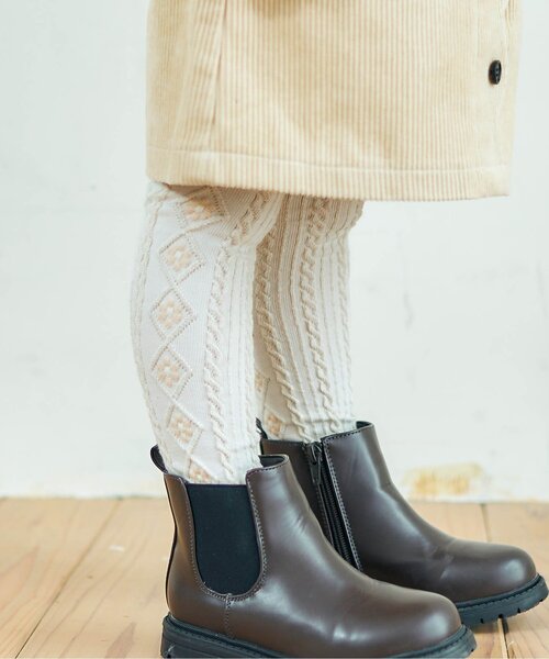 apres les cours(アプレレクール)の「サイドラインお花タイツ(タイツ/ストッキング・キッズ・ネイビー/アイボリー/ラベンダー・120/100/110/90/140)」の2枚目の写真