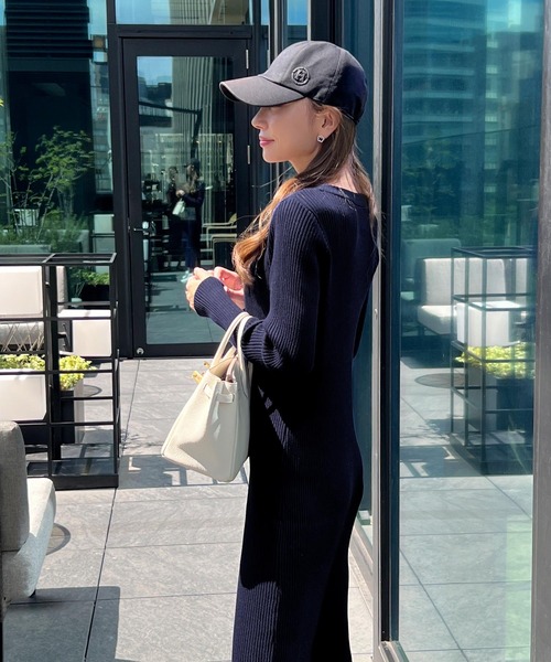 岡部あゆみさんコラボ ] 選べる2タイプ リブニットロング