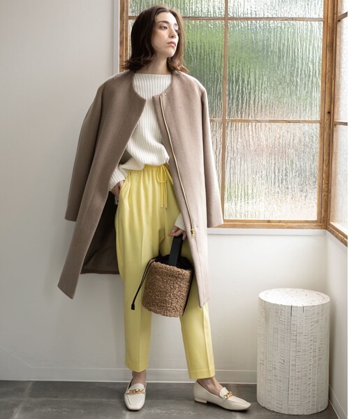 ウール&カシミヤMIXノーカラーコート