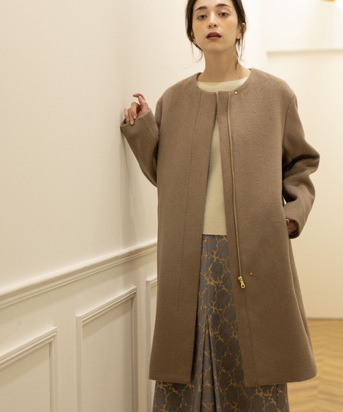 OPAQUE.CLIP（オペークドットクリップ）の「◆ウール&カシミヤMIX ノーカラーコート（ノーカラーコート・レディース・ベージュ系7/ネイビー系5/ブラック/ブルー/ナチュラル・34/36/38/40/42）」の16枚目の写真