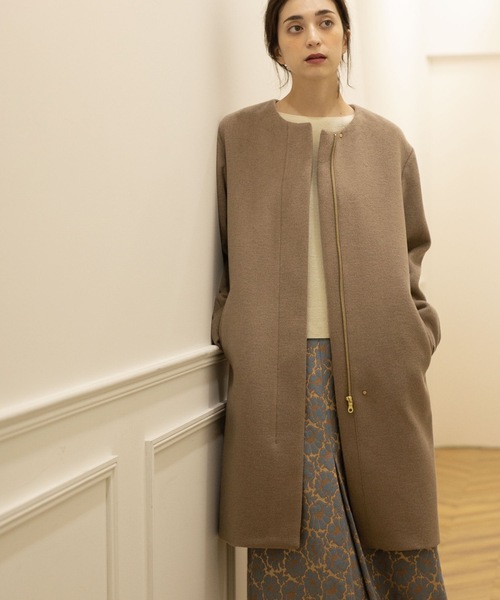 OPAQUE.CLIP（オペークドットクリップ）の「◆ウール&カシミヤMIX ノーカラーコート（ノーカラーコート・レディース・ベージュ系7/ネイビー系5/ブラック/ブルー/ナチュラル・34/36/38/40/42）」の17枚目の写真