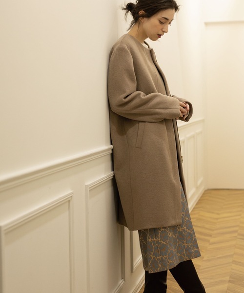 OPAQUE.CLIP（オペークドットクリップ）の「◆ウール&カシミヤMIX ノーカラーコート（ノーカラーコート・レディース・ベージュ系7/ネイビー系5/ブラック/ブルー/ナチュラル・34/36/38/40/42）」の18枚目の写真