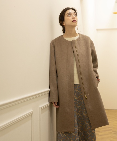 OPAQUE.CLIP（オペークドットクリップ）の「◆ウール&カシミヤMIX ノーカラーコート（ノーカラーコート・レディース・ベージュ系7/ネイビー系5/ブラック/ブルー/ナチュラル・34/36/38/40/42）」の20枚目の写真