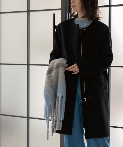 OPAQUE.CLIP（オペークドットクリップ）の「◆ウール&カシミヤMIX ノーカラーコート（ノーカラーコート・レディース・ベージュ系7/ネイビー系5/ブラック/ブルー/ナチュラル・34/36/38/40/42）」の6枚目の写真