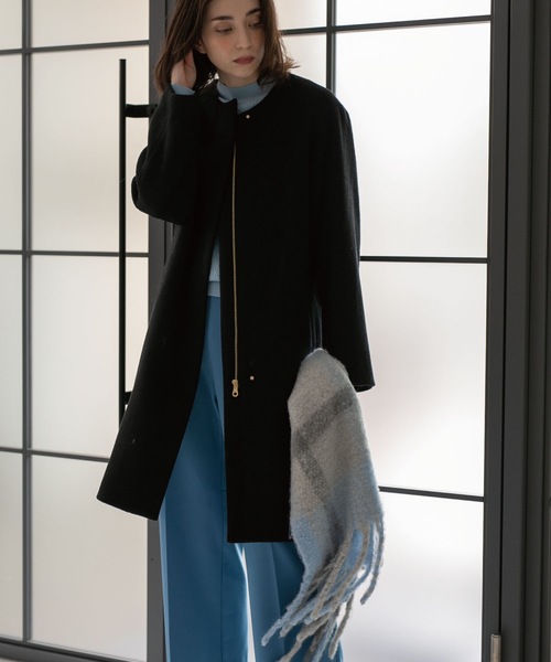 OPAQUE.CLIP（オペークドットクリップ）の「◆ウール&カシミヤMIX ノーカラーコート（ノーカラーコート・レディース・ベージュ系7/ネイビー系5/ブラック/ブルー/ナチュラル・34/36/38/40/42）」の8枚目の写真
