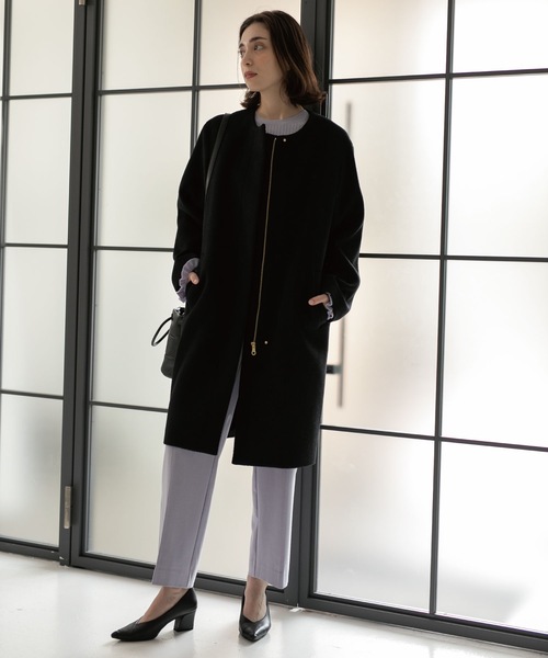 OPAQUE.CLIP（オペークドットクリップ）の「◆ウール&カシミヤMIX ノーカラーコート（ノーカラーコート・レディース・ベージュ系7/ネイビー系5/ブラック/ブルー/ナチュラル・34/36/38/40/42）」の11枚目の写真