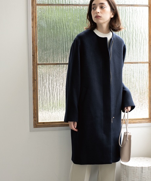OPAQUE.CLIP（オペークドットクリップ）の「◆ウール&カシミヤMIX ノーカラーコート（ノーカラーコート・レディース・ベージュ系7/ネイビー系5/ブラック/ブルー/ナチュラル・34/36/38/40/42）」の22枚目の写真