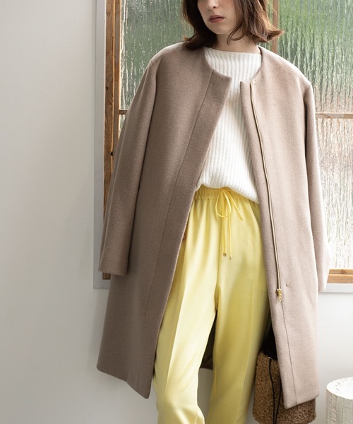 OPAQUE.CLIP（オペークドットクリップ）の「◆ウール&カシミヤMIX ノーカラーコート（ノーカラーコート・レディース・ベージュ系7/ネイビー系5/ブラック/ブルー/ナチュラル・34/36/38/40/42）」の12枚目の写真