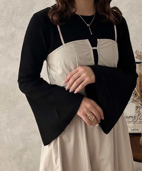 apres jour clair(アプレジュールクレア)の「【apres jour clair】フレアスリーブニット【ZOZOTOWN限定アイテム】(ニット/セーター・レディース・ブラック/ブラウン系その他/アイボリー・フリー/X-LARGE)」の3枚目の写真