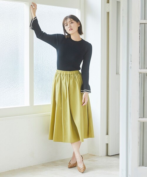 Feroux(フェルゥ)の「【洗える】アジャスタブルカラータフタ スカート(スカート・レディース・ネイビー系/ライラック系/ブルー系/イエロー系・F)」の5枚目の写真