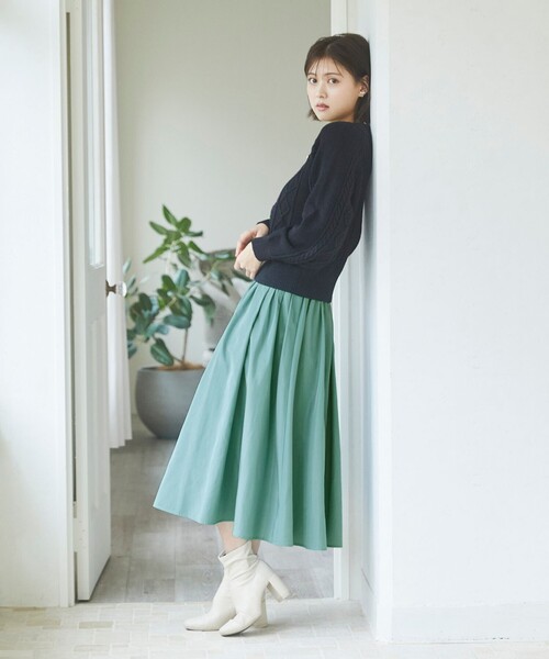 Feroux(フェルゥ)の「【洗える】アジャスタブルカラータフタ スカート(スカート・レディース・ネイビー系/ライラック系/ブルー系/イエロー系・F)」の9枚目の写真