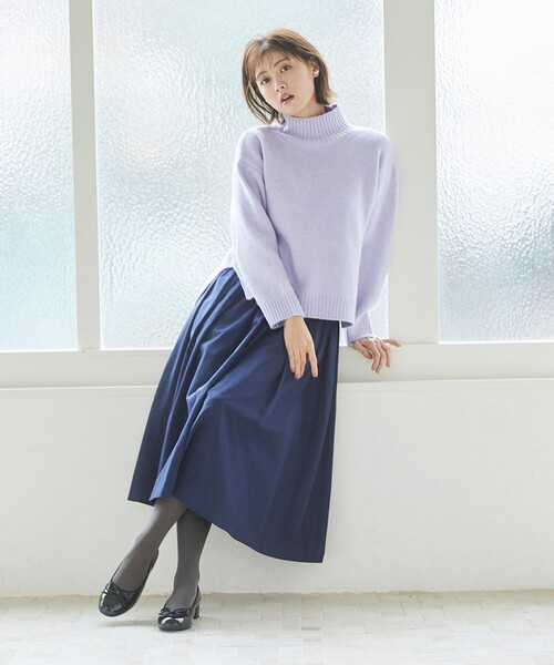 Feroux(フェルゥ)の「【洗える】アジャスタブルカラータフタ スカート(スカート・レディース・ネイビー系/ライラック系/ブルー系/イエロー系・F)」の12枚目の写真