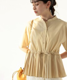 Ray BEAMS | プリーツ キリカエ バンドカラー シャツ(シャツ/ブラウス)