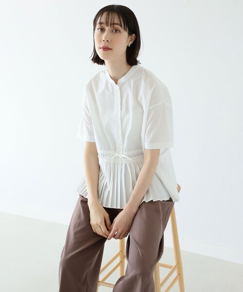 Ray BEAMS（レイビームス）の「Ray BEAMS / プリーツ キリカエ バンドカラー シャツ（シャツ/ブラウス・レディース・ブラック/ベージュ/ホワイト・ONE SIZE）」の7枚目の写真