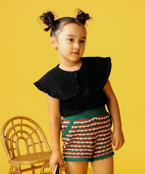 B:MING by BEAMS（ビーミングバイビームス）の「B:MING by BEAMS / 布帛衿 ノースリーブ プルオーバー カットソー（100～150cm）（Tシャツ/カットソー・キッズ・ブラック/オフホワイト/マスタード・100/110/120/130/140/150）」の2枚目の写真