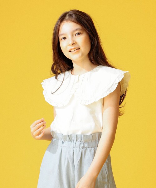 B:MING by BEAMS（ビーミングバイビームス）の「B:MING by BEAMS / 布帛衿 ノースリーブ プルオーバー カットソー（100～150cm）（Tシャツ/カットソー・キッズ・ブラック/オフホワイト/マスタード・100/110/120/130/140/150）」の5枚目の写真