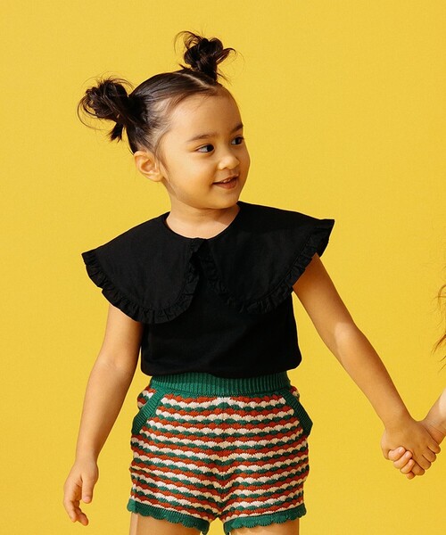 B:MING by BEAMS（ビーミングバイビームス）の「B:MING by BEAMS / 布帛衿 ノースリーブ プルオーバー カットソー（100～150cm）（Tシャツ/カットソー・キッズ・ブラック/オフホワイト/マスタード・100/110/120/130/140/150）」の8枚目の写真