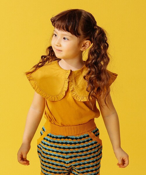 B:MING by BEAMS（ビーミングバイビームス）の「B:MING by BEAMS / 布帛衿 ノースリーブ プルオーバー カットソー（100～150cm）（Tシャツ/カットソー・キッズ・ブラック/オフホワイト/マスタード・100/110/120/130/140/150）」の9枚目の写真