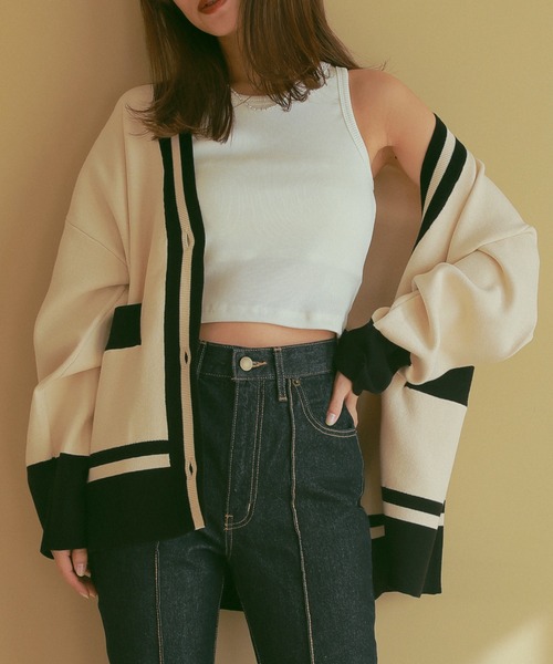 N WITH.（エヌウィズ）の「バイカラーニットカーディガン（カーディガン/ボレロ・レディース・グレー/ベージュ・FREE）」の13枚目の写真