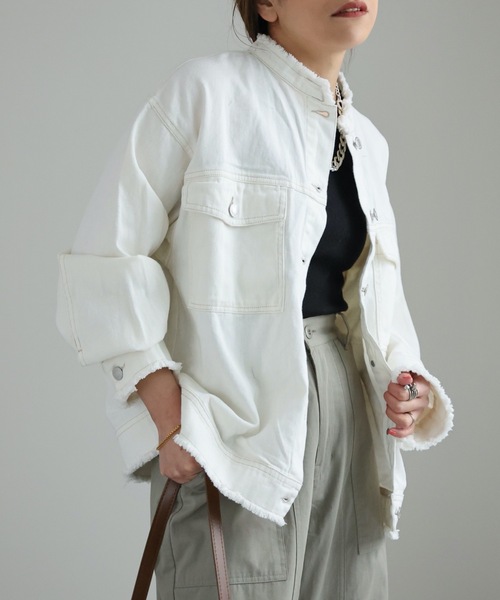 新品未使用　ROPÉ ゴールドボタンノーカラーブルゾン　定価41,800円 ROPÉ(ロペ) / ゴールドボタンノーカラーブルゾン (ジャケット